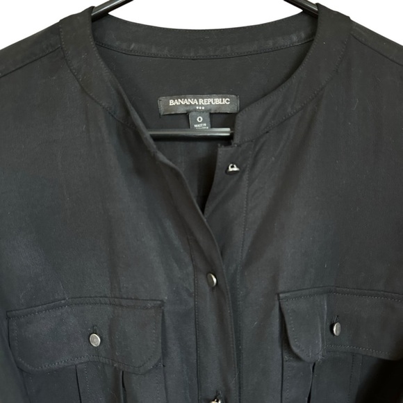 Banana Republic Factory Black Shirt Dress Tie Waist Black Sz 0 - Picture 3 of 8